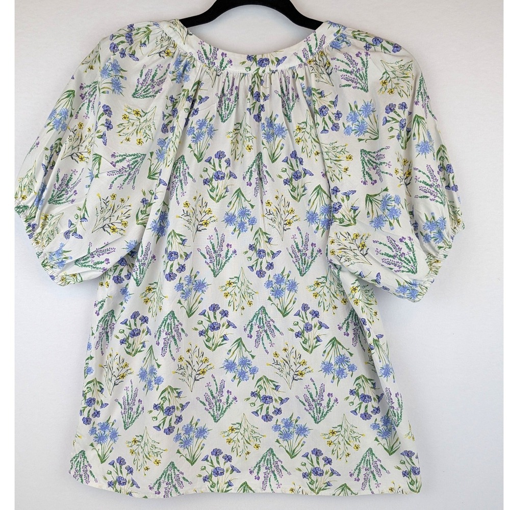 LOFT Blue Floral Dobby Stripe Smocked Puff Sleeve Blouse Top Medium Bundle of 2 - Picture 11 of 16